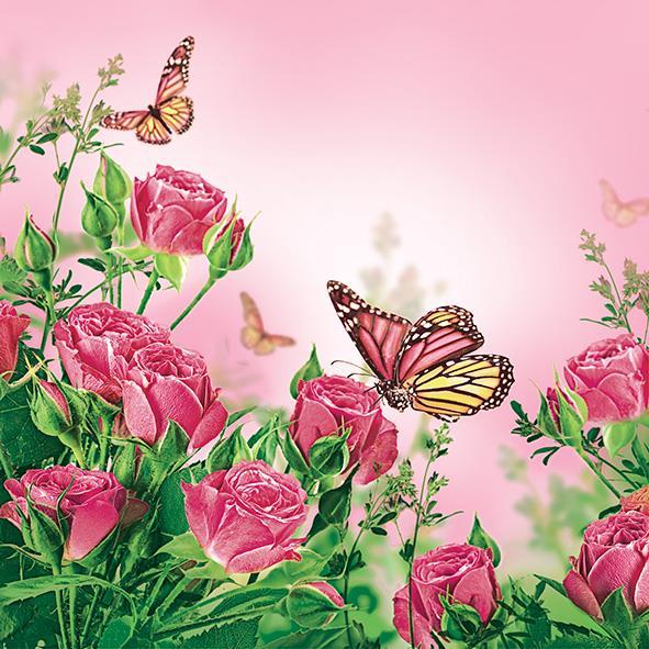 Χαρτοπετσέτα Λουλούδια-Πεταλούδα